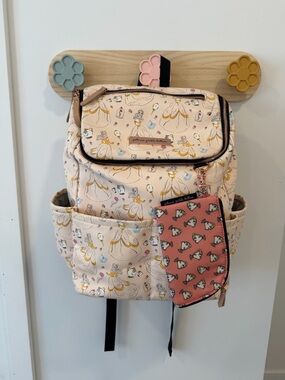 Petunia Pickle Bottom Disney Belle leather Diaper Bag with matching accessories